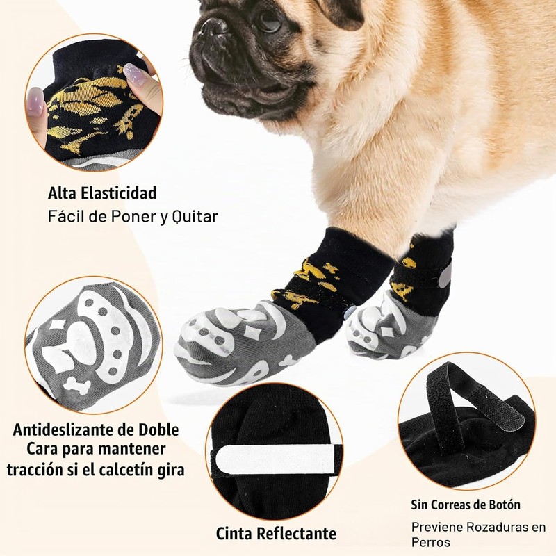 6 PCS Calcetines antideslizantes para perros,Protector de patas para perros