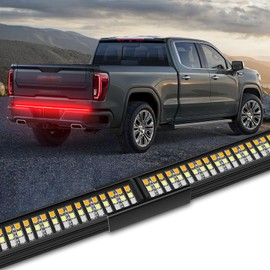 Truck Tailgate Light Bar 60" Aluminum Frame Tailgate Light Strip Triple Row 864 LED Light Strip W/Running Brake Turn Signal Reserve Sequential Strobe Light for Ford Chevy Silverado GMC Dodge Ram