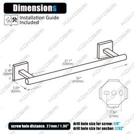 KOKOSIRI 24 Inch Bath Towel Rails Bathroom Towel Bars Towel Holder Towel Ring Polished Chrome B4005CH-L24+B3008CH