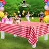 Red Gingham Checkered 6 Pack Premium Disposable Plastic Picnic Tablecloth