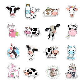 50 Packs Cute Cows Stickers Water Bottles Laptop Phone Motorcycle Computer Guitar Skateboard Hydroflasks Kawaii Animal Cow Vinyl Sticker Waterproof Aesthetic Decals for Teens Girls Adults