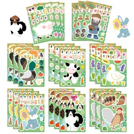 24 Sheets Farm Small Animal Make-A-Face Stickers Mix&Match Make Your Own Animal Mix Stickers for Girl Boy Kid Birthday Reward Party Favors Gift DIY Craft for Skateboard, Phone,Bicycle,Laptop,Guitar