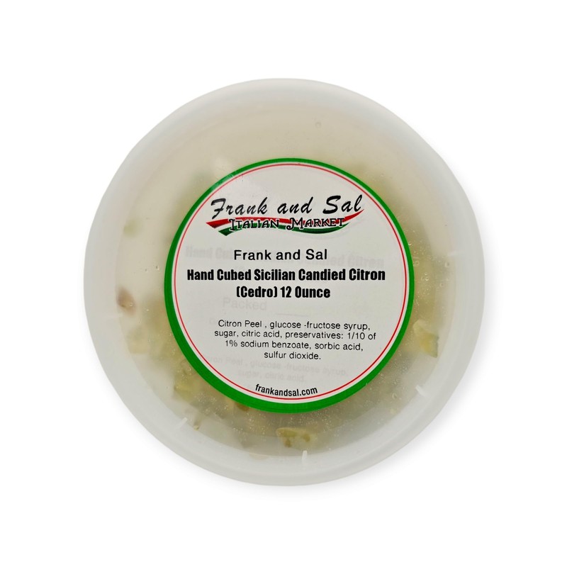 Hand Cubed Sicilian Candied Citron (Cedro) 12 Ounce Container Fresh