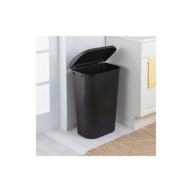 Sterilite 11.3 Gallon Lift Top Wastebasket with Lid, Large Trash