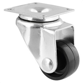 Wagner 01211001 Furniture Castor / Swivel Castor Diameter 30 mm, Height 50 mm, Galvanised Steel, Black, Mounting Plate 38 x 48 mm, Load Capacity 30 kg