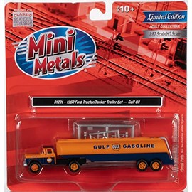Mini Metals, 1:87 Scale - 1960 Ford Tractor w/Tanker Trailer (Gulf Oil)