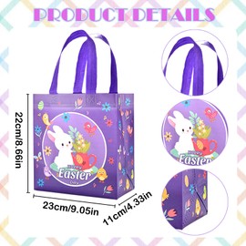 Easter Egg Hunt Bags, 6 Pieces Easter Bag, Bunny Carrot Chick Egg Bags, Gift Bag Easter, Gift Bags with Handle Children, Non-Woven Easter Bags for Packaging Gifts (A)