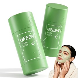 2 Piezas Mascarilla Green Tea Stick, Green Tea Face Mask Stick - Clay Mask for Gentle Cleansing, Clay Mask for Pore Care, Oil Control and Fresh Skin Feeling, for Oily & Combination Skin