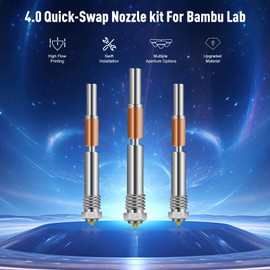 Hardened Steel Nozzle with DLC Coating - High-Temp Resistant Gold Tip, Titanium Alloy Heat Break, Compatible with Bambu Labs X1 x1C P1S/P1P 3D Printers (0.4mm)