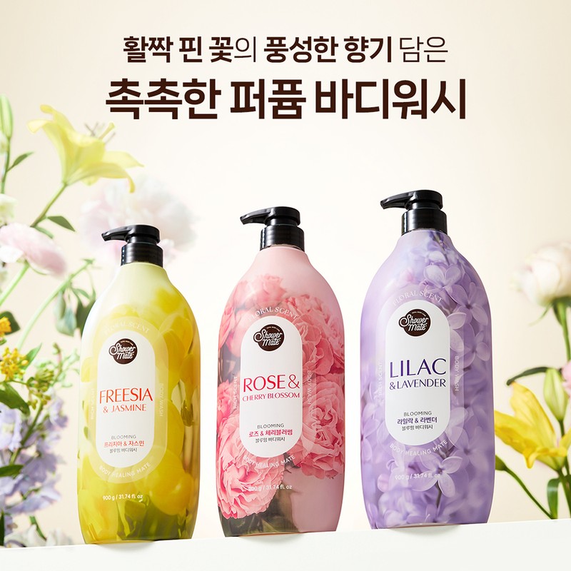 Shower Mate Blooming Body Wash Rose & Cherry Blossom, 900g,