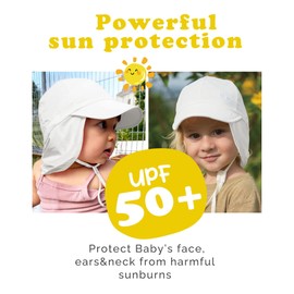 FURTALK Baby Sun Hat with Neck Flap Toddler Children UPF 50+ Adjustable Boys Girls UV Protection Summer Hat Beach Swimming Hat, White, 6-24 months