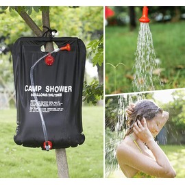 LFSEMINI Solar Shower Bag, 2 Pack 5 Gallons/20L Camping Shower Bag, Portable Shower Bag with Removable Hose and On-Off Switchable Shower Head for Camping Beach Swimming Outdoor Traveling