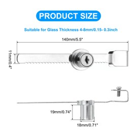 PATIKIL Sliding Glass Door Ratchet Lock 5.5x0.4inch, 1 Pack Keyed Alike Showcase Display Security Lock with 2 Keys for Showcase Display Case Cabinet Closet, Silver