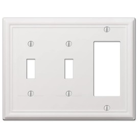 Amerelle 149TTRW Chelsea Wallplate, 2 Toggle / 1 Rocker, Steel, White, 1-Pack