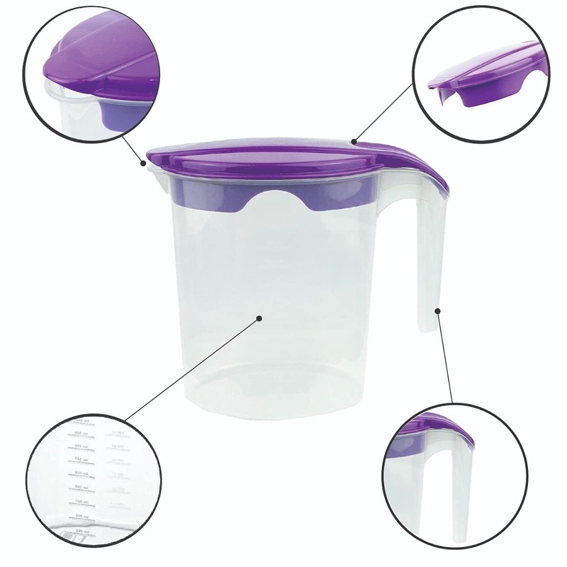 1 Liter Plastic Water Fruit Juices Jug Milk with Lid