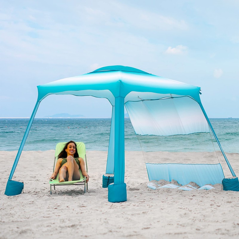 AMMSUN Beach Cabana, 6.2'×6.2' Beach Canopy, Easy Set up and