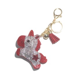 Riggulal Key Chain Unicorn Bag Charm Key Ring Glitter, red