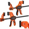 Jorgensen Bar Clamps For Woodworking, 12" 2-Pack One-Handed Clamps/Spreade