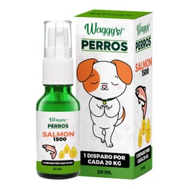 Waggys Aceite Relajante  SALMN para Perros Grandes - Apoyo para el manejo de Estrs y Ansiedad, Inflamacin, Piel y Pelo - Adicionados con Omegas y...  