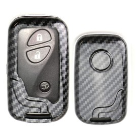 iJDMTOY Exact Fit Black Glossy Carbon Fiber Finish Key Fob Shell Compatible with Lexus is ES GS LS CT LX GX RX, etc 1st Gen Smart Keyless Fob