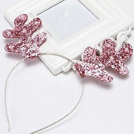 Light Pink Glitter Deer Antlers Christmas Headband