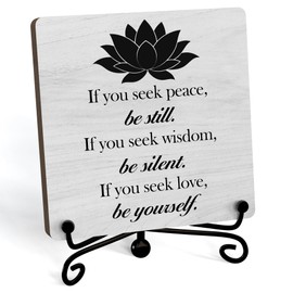 Zen Decor, If You Seek Peace Sign, Home Decorations For Spiritual Yoga Meditation Room Office, Yoga Room Meditation Accessories, Shelf Decor, n05