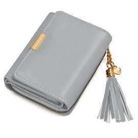 oscaurt Women's PU Leather Small Wallet with RFID Blocking, 7 Card Slots, Large Capacity, Small Purse for Women, gray, M, Fashion