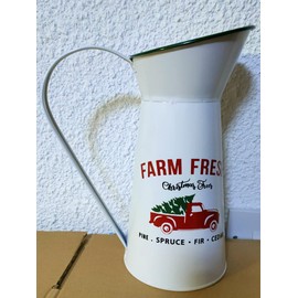 Farm Fresh Large Xmas Metal Jug Christmas Festive Themed 26cm