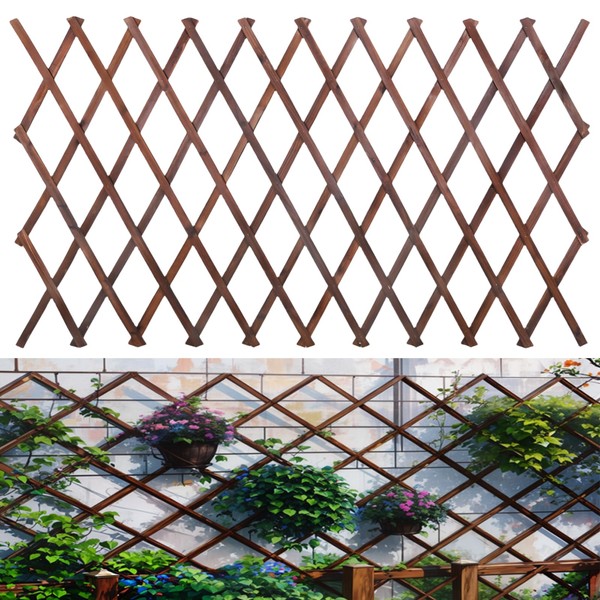 Expandable Garden Trellis, 38" x 89" Wooden Lattice Fence Wall