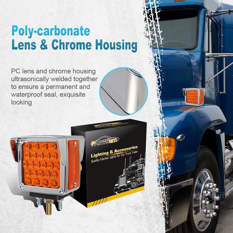 Partsam 2Pcs Double Face Trailer Pedestal Turn Signal Parking Lights