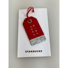 Starbucks Xmas Ornament Ceramic Tag Joy-Full Red Christmas 2017