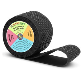 Mandala Crafts Cinta elástica de Silicona de 2 Pulgadas para Ropa - Banda elástica Antideslizante con Puntos de 5 Yardas para Coser - Cintas elásticas de Tela Plana de Silicona Negra