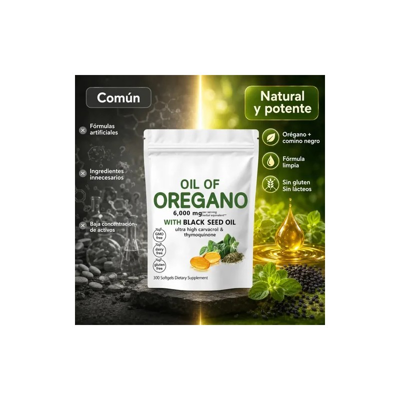 Aceite Oregano Semilla Negra 6000 Mg Sin Gluten 300