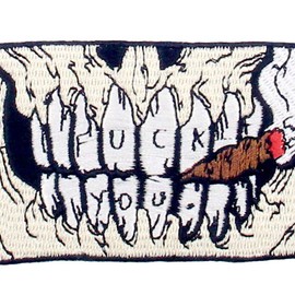 Skull Smoking Embroidered Iron on Sew on Patch