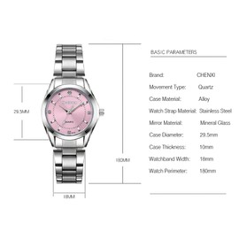 CHENXI Women Classic Quartz Watch Ladies Fashion Wrist Watch with Solid Steel Band Luminous Pointer 3ATM Waterproof for Daily & Business