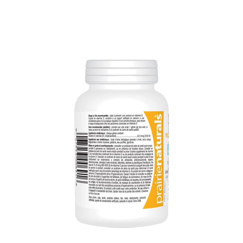 Prairie Naturals Vitamin d3 cholecalciferol 2,500iu softgel, 180 Count