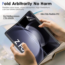 Fotbor [3+3+3Pack] for Samsung Galaxy Z Fold 5 screen Protector, Inner Screen Flexible Film + Back Screen Protector Tempered Glass + [1 Set] Camera Lens Protector, Z Fold 5 Accessories(Clear, Z Fold 5)