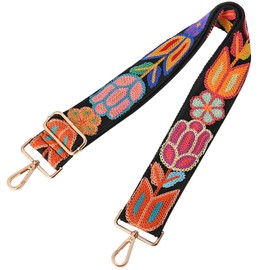 MIRIFRIGE Crochet Flower Purse Strap,Knit Wide Replacement Crossbody for Shoulder Strap for Bag Handbag Adjustable 2inch Guitar Strap (Small flower)