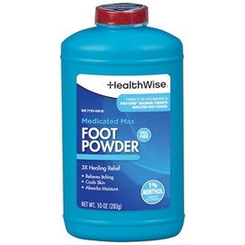 HealthWise - Polvo medicado para pies de máxima resistencia, 1 mentol, última intervensión de talco, alivio curativo antipicazón, enfría la piel,...  