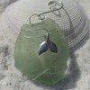 Custom Surf Tumbled Sea Glass Ornament with a Silver Whale's