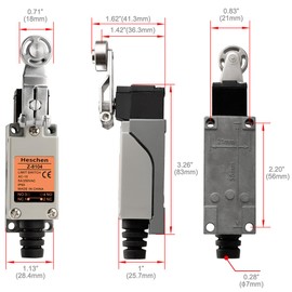 Heschen Limit Switch, XZ-8/104, Rotary Roller Lever, 5A 250VAC, SPDT, Momentary Type, IP65, for CNC Mill Plasma