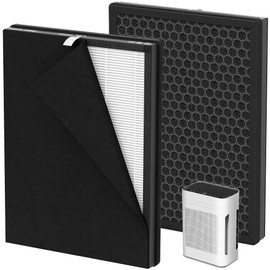 Elnuliros MK-AP01 H13 True HEPA Replacement Air Filter Compatible with TER Air MK-AP01 Air Purifi-er with Activated Carbon and Pre-filter, 2 Pack
