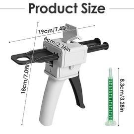 Dispenser Gun, Epoxy Glue Gun, Impression Mixing Dispensing Gun Applied to AB Plastic Tube (50ML with Mixing Nozzles)