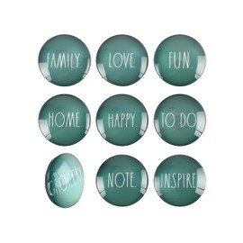 Rae Dunn Decorative Fridge Magnets – 9 Piece Cute Glass Magnets for Refrigerator – Magnets for Office Kitchen Magnets for Locker - Inspirational Magnets for Home and Family (Sage)