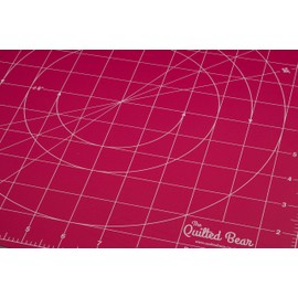 The Quilted Bear Rotating Cutting Mat 12" x 12" - Square Self Healing 360° Rotating Craft Cutting Mat with Innovative Locking Mechanism for Quilting & Sewing Your Choice of Colours Available! (Pink)
