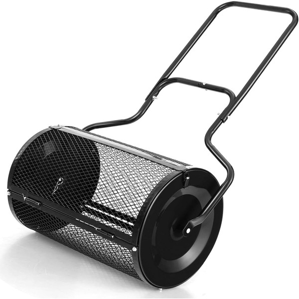 Julimoon 24 Inch Peat Moss Spreader, Topsoil Fertilizer Roller with