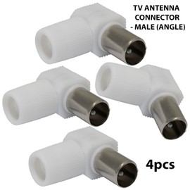 AERZETIX - C69582-Set of 4 Plugs, RF RF Antenna Plug - Male - Angle 90° - Ø9.5 mm TV for Coaxial Cable - SAT-TV-Female Adapter Coupling
