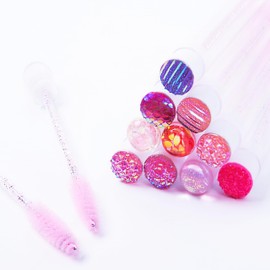 i-Laesh 20 Pcs Lash Brush Eyelash Brushes for Eyelash Extensions Spoolies Cleaning Mascara Wands Tube Diamond Disposable Makeup Tool Applicator Set Sanitary Extension Supplies (Pink Mix)