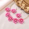 Ever Faith Hot Pink Flower Necklace for Women, Summer Boho