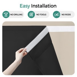 Sinotalent - cortina oscurecedora portátil, sin taladros, paneles de cortina de ventana, fácil de instalar, cortinas de baño, cortinas de bloqueo de luz (negro, 52 pulgadas de ancho x 96 pulgadas de